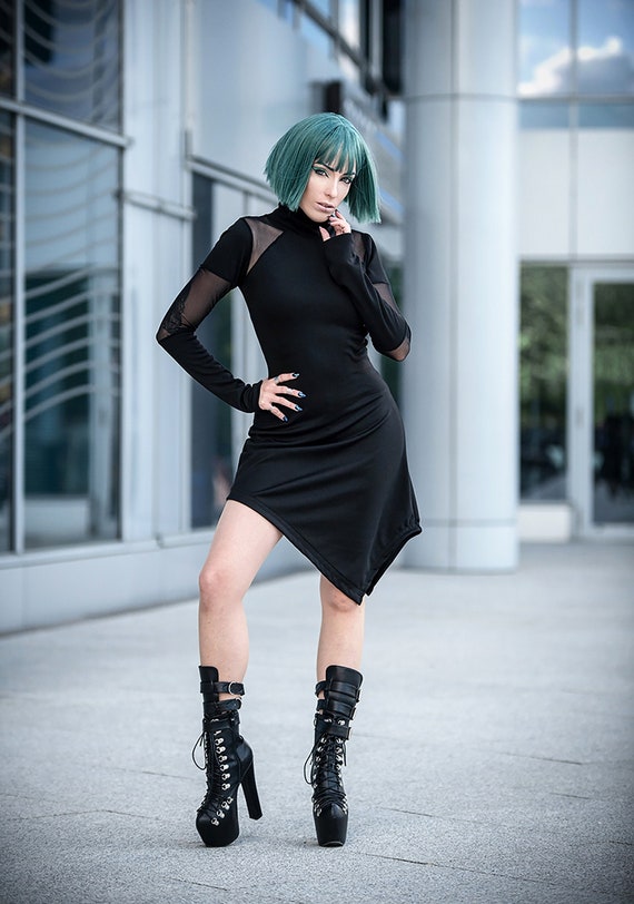 Black Noir Fantasy Asymmetrical Dress Black Noir Fantasy Asymmetrical Dress