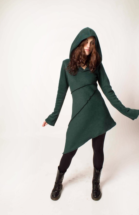 Hooded Winter Jacket. Goth Jacket. Faery Jacket. Green Jacket