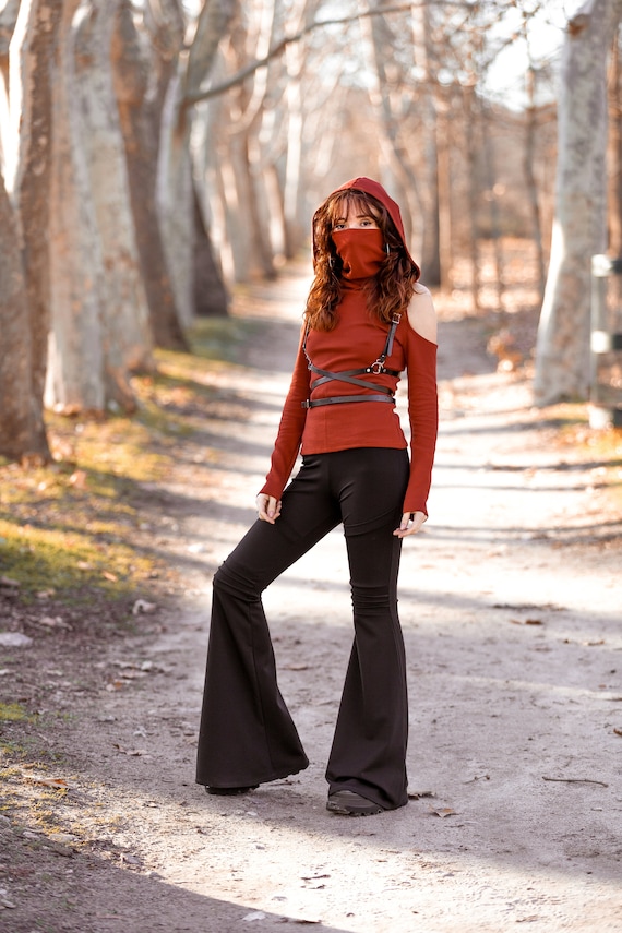 Bohemian Wide Flare Pants for Women 60s Festival Aesthetic