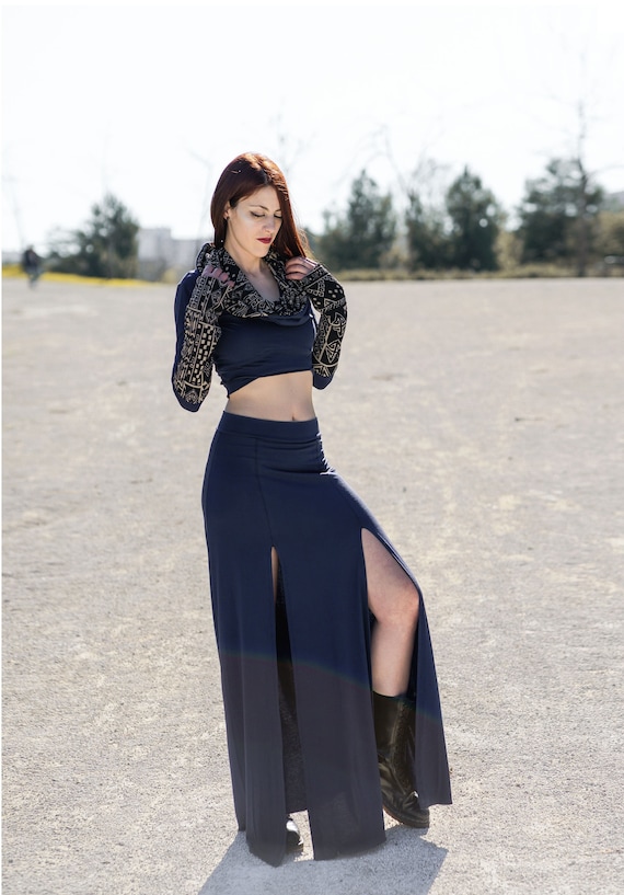 ich 日本製 フレアロングスカート ピンストライプスカート（ichi）の