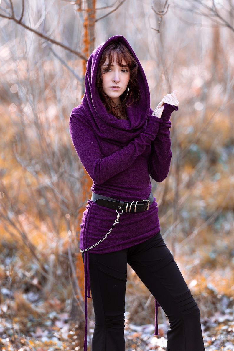 Hooded Pixie Tunic Dress. Elven Hooded Wine Tunic Dress Top. Sweater ...