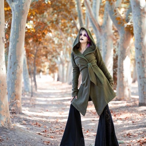 Elven Fleece hooded coat. Long wrap winter pixie coat. Pixie fleece hooded jacket. Fairy cloak. Hoodie. Winter hooded jacket. Gothic jacket. image 4