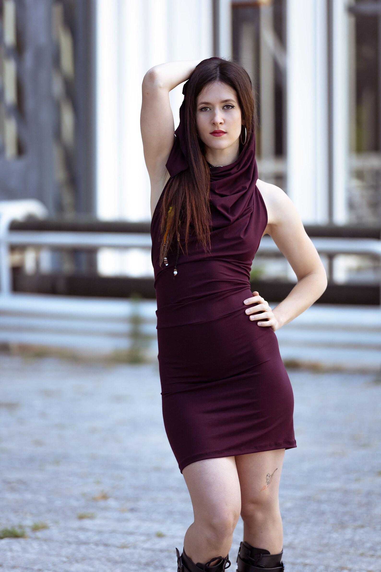 Cowl Neck Backless Dress. Mini Backless Hooded Dress. Festival - Etsy