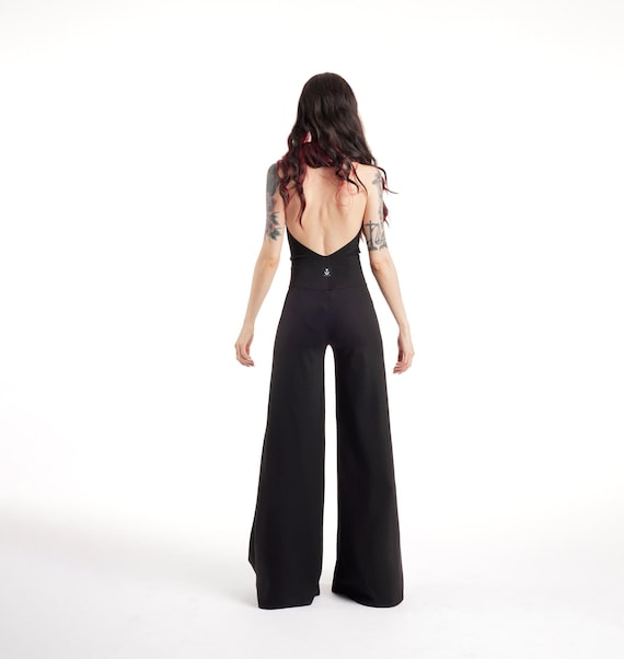 Backless Hooded Palazzo Jumpsuit. Goth Wide Leg Romper Yoga Romper Hooded Open Back Romper Minimal Cocktail Jumpsuit Festival Jumpsuit Etsy UK