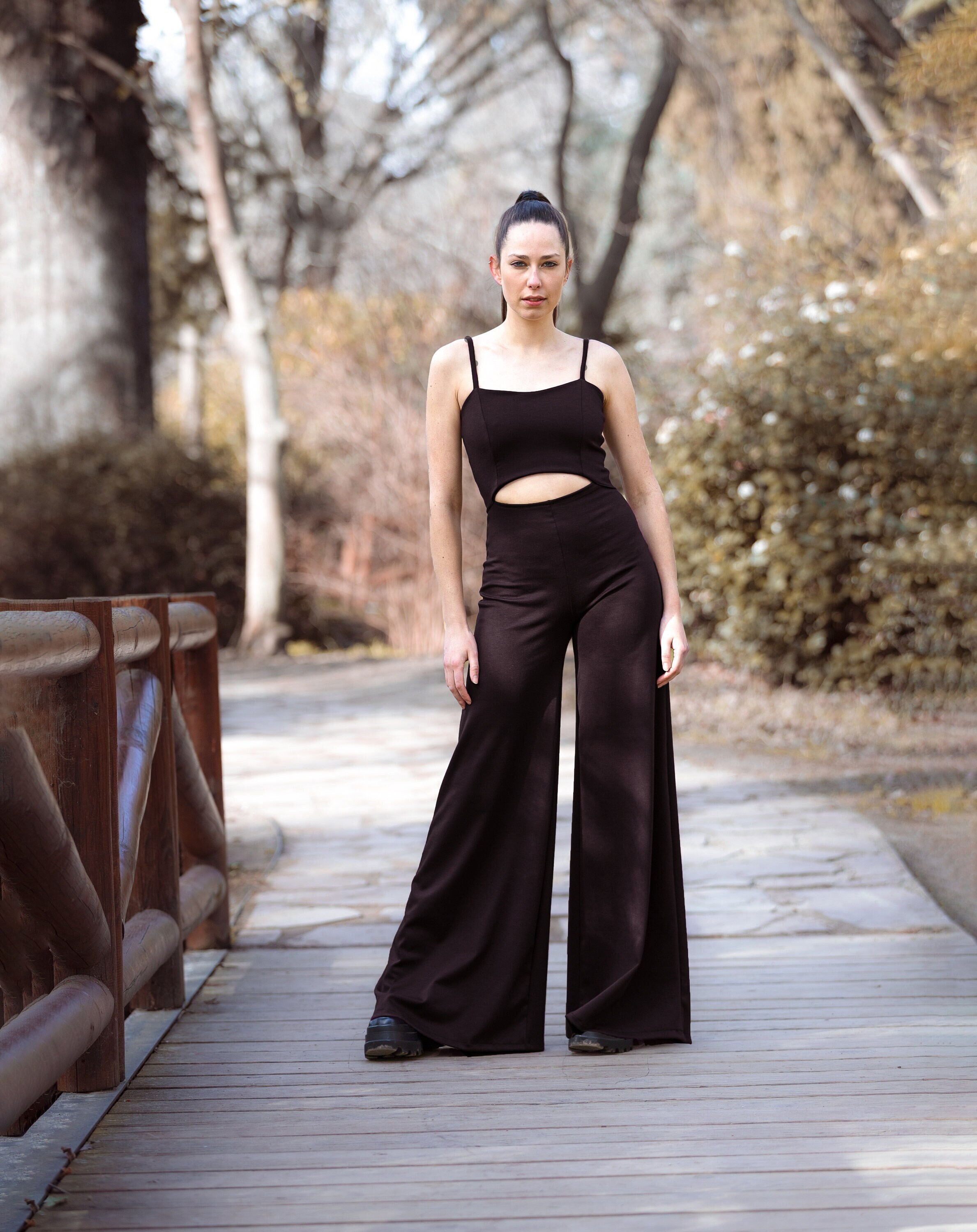 Black wide leg jumpsuit. Formal jumpsuit. Palazzo jumpsuit. Bohemian romper. Boho jumpsuit. Festival jumpsuit. Woman Overall. Yoga romper