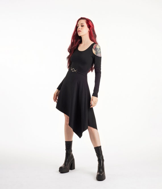 Black Noir Fantasy Asymmetrical Dress Black Noir Fantasy Asymmetrical Dress