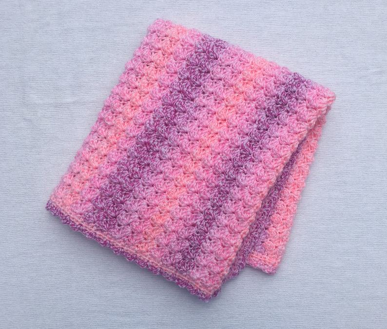 Purple Puffy Shell Baby Blanket with Matching Beanie\u2014Ready to Ship Crocheted Pink Orange