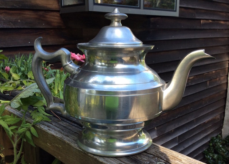 Vintage Woodbury Pewterers Pewter Teapot Tea Kettle Etsy