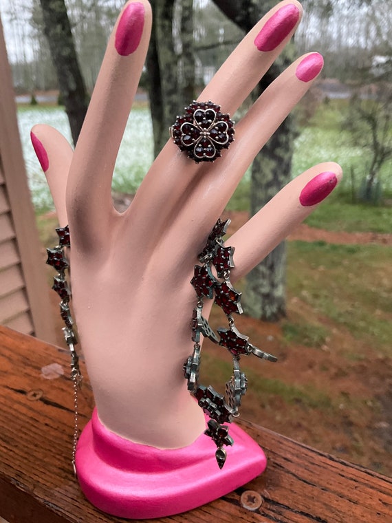 Victorian Bohemian Garnet Necklace and Ring - image 2