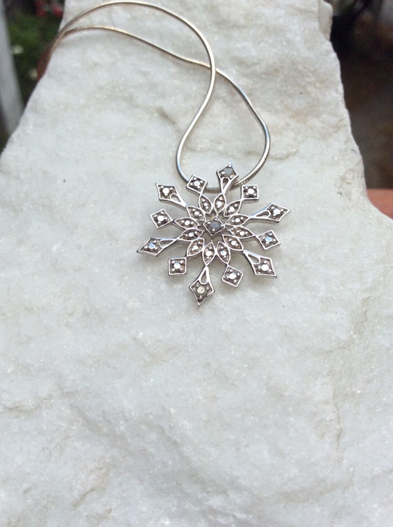 Snowflake Pendant Necklace in Sterling Silver - image 2