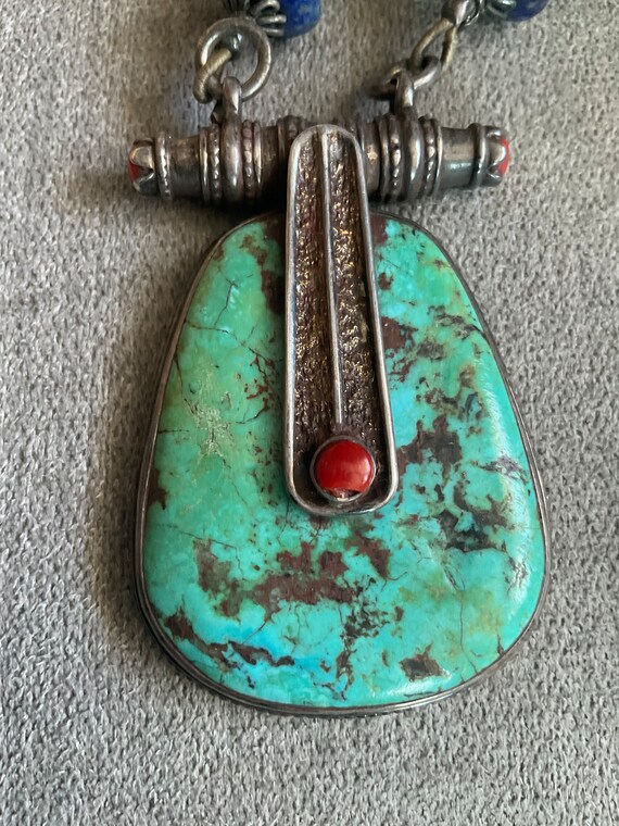 Stunning Statement Turquoise and Lapis Necklace *… - image 4