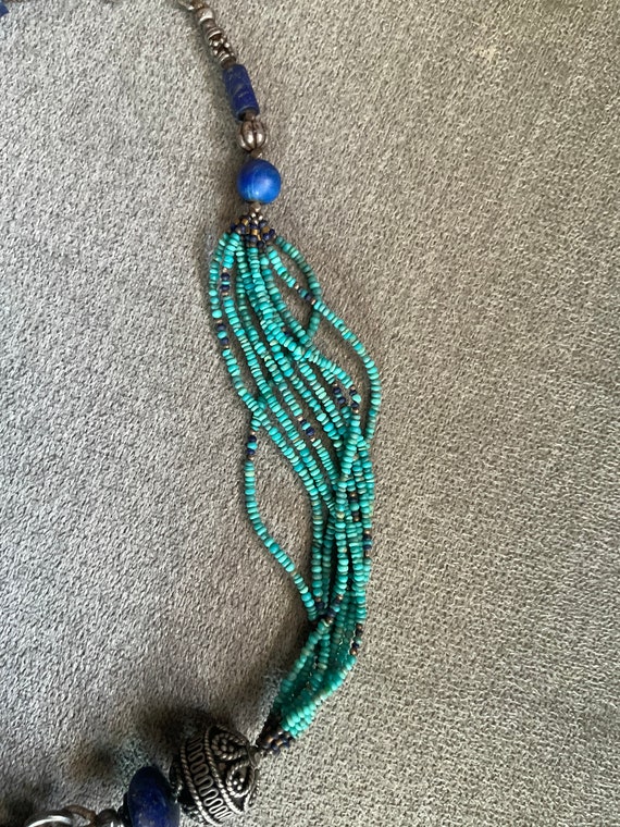 Stunning Statement Turquoise and Lapis Necklace *… - image 2