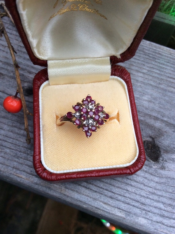 Genuine Ruby And Diamond Ring Vintage Ruby And Dia