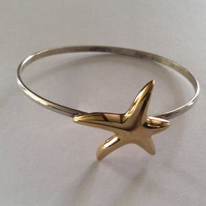 Sterling Silver Vintage Bracelet With Gold Starfish Hogan and Bolas Bild 1