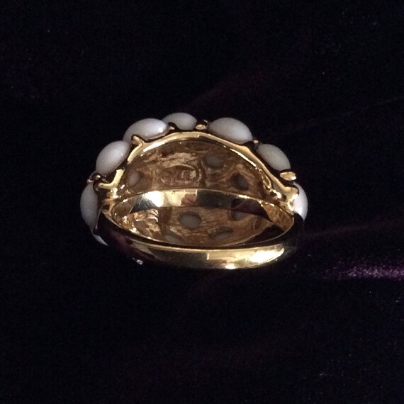 Vintage Kenneth Jay Lane Pearl and Crystal Starfish Ring  display picture 1