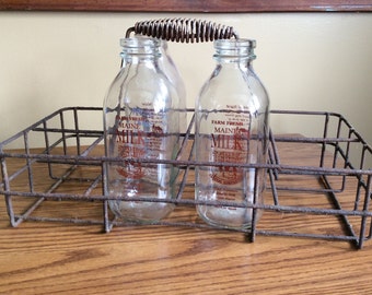 Vintage Farmhouse Metal Bottle  Wine Rack Rustic Kitchen Decor, Cottage Chic, Repurposed Storage