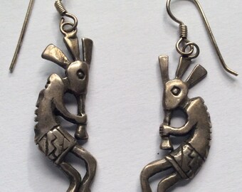 Kokopelli Sterling Silver French Hook Earrings