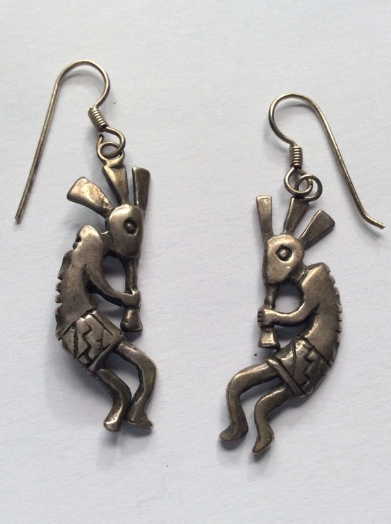 Kokopelli Sterling Silver French Hook Earrings