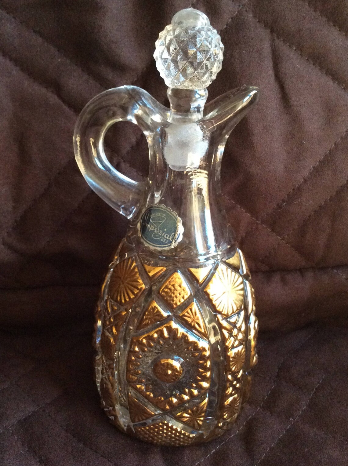Vintage Cruet With Stopper Imperial Glass Daisy and Button Etsy