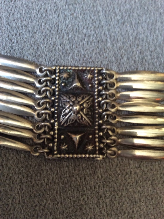 Vintage Wide Panel Sterling Silver Bracelet * Mexi