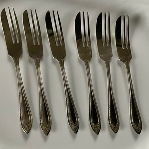 6 EPNS Cake Pastry Dessert Forks Decorated Handles * Antique Dessert Forks Set of 6 Silverplate Pastry Forks
