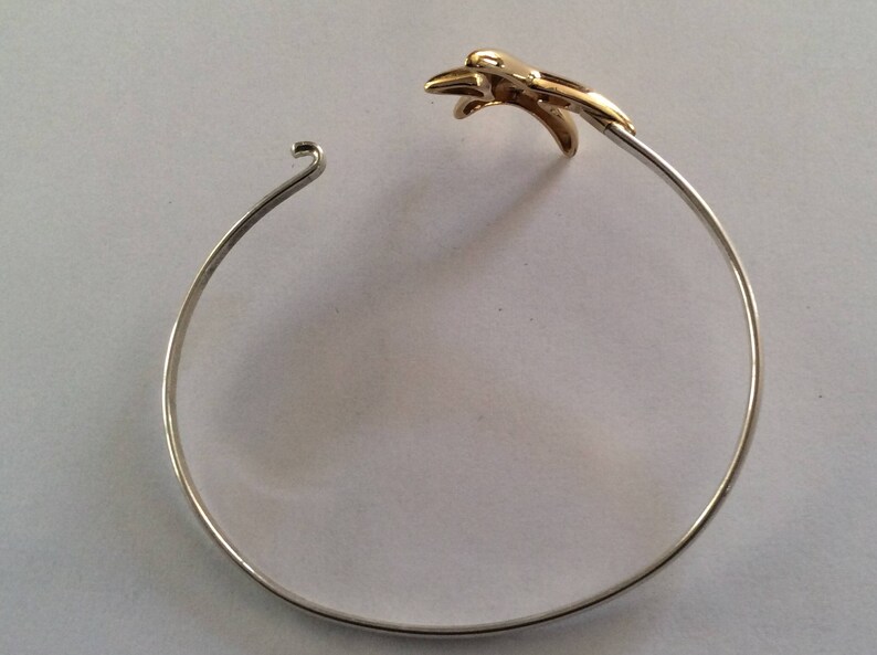 Sterling Silver Vintage Bracelet With Gold Starfish Hogan and Bolas image 3