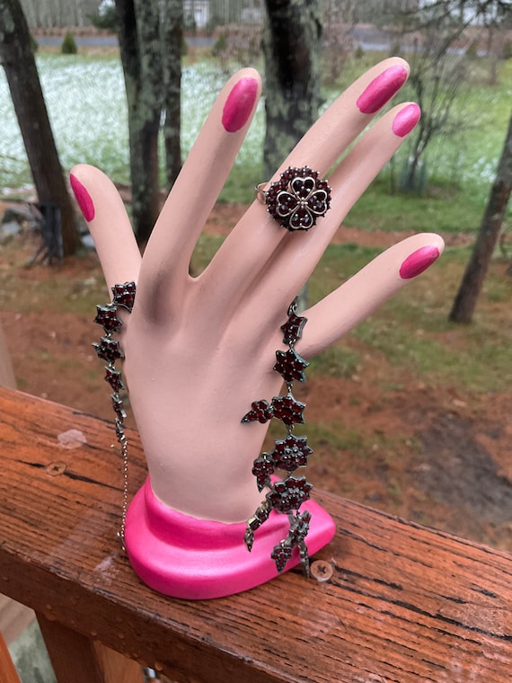 Victorian Bohemian Garnet Necklace and Ring - image 1