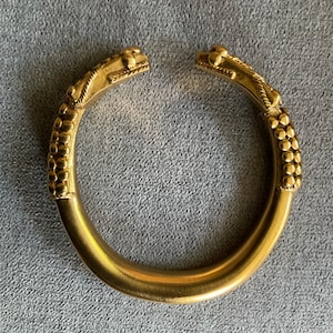 MMA Snake Bracelet * Vintage 24k Gold Plated Snake Bracelet  * Vintage 1992 Marked MMA 24K Gold Plated Snake Head Bangle Bracelet w/ Papers
