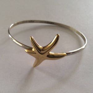 Sterling Silver Vintage Bracelet With Gold Starfish Hogan and Bolas image 2