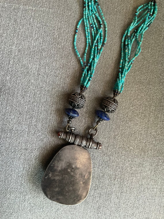 Stunning Statement Turquoise and Lapis Necklace *… - image 3