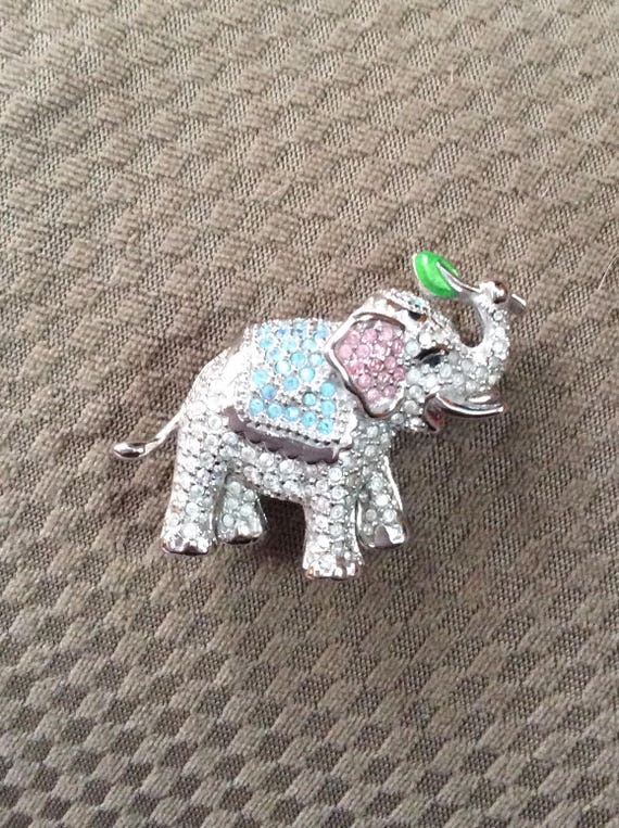 Signed Swarovski Elephant Brooch Elephant Brooch Pin Silver