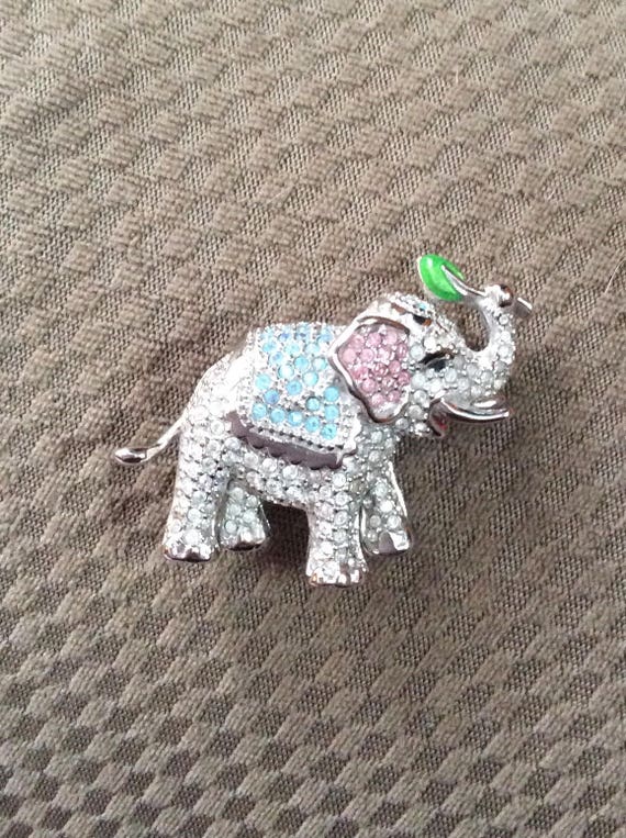 Signed Swarovski Elephant Brooch, Elephant Brooch 