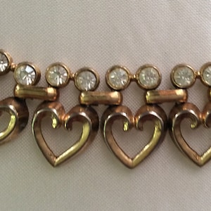 Vintage Rhinestone and Gold Chocker, Bridal Collier, 1949 Crown Trifari Heart and Rhinestone Necklace Queen of Hearts Alfred Philippe