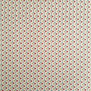 Peut inclure: Un tissu blanc avec un motif répétitif de cercles verts, rouges et bleus disposés en diagonale. Les cercles sont disposés en groupes de trois, avec un seul cercle vert en haut, un cercle rouge au milieu et un cercle bleu en bas.