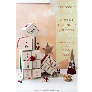 Cartonnage-tutorial voor het maken van een adventskalender met kerstcadeaupakketten