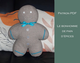 Patron de couture pour réaliser un coussin Bonhomme de pain d'épices