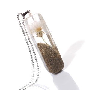 Resin necklace, dandelion in resin, mini dandelion, handmade pendant, concrete and resin, image 6