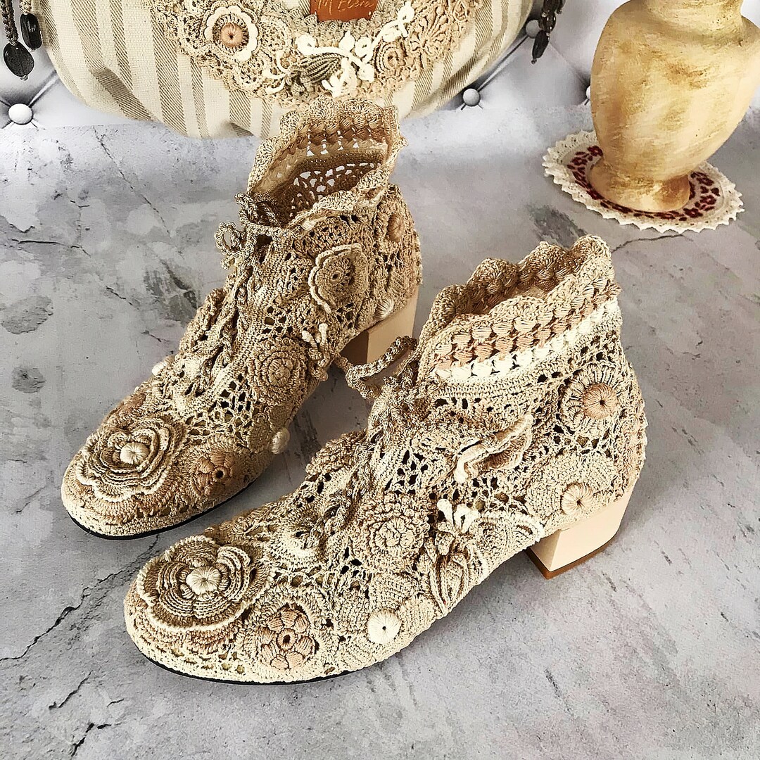Ботиночки женские. ирландское кружево. - Etsy