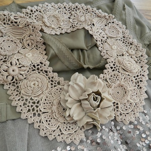 Irish Crochet Lace Collar, Boho Vintage Accessory image 1