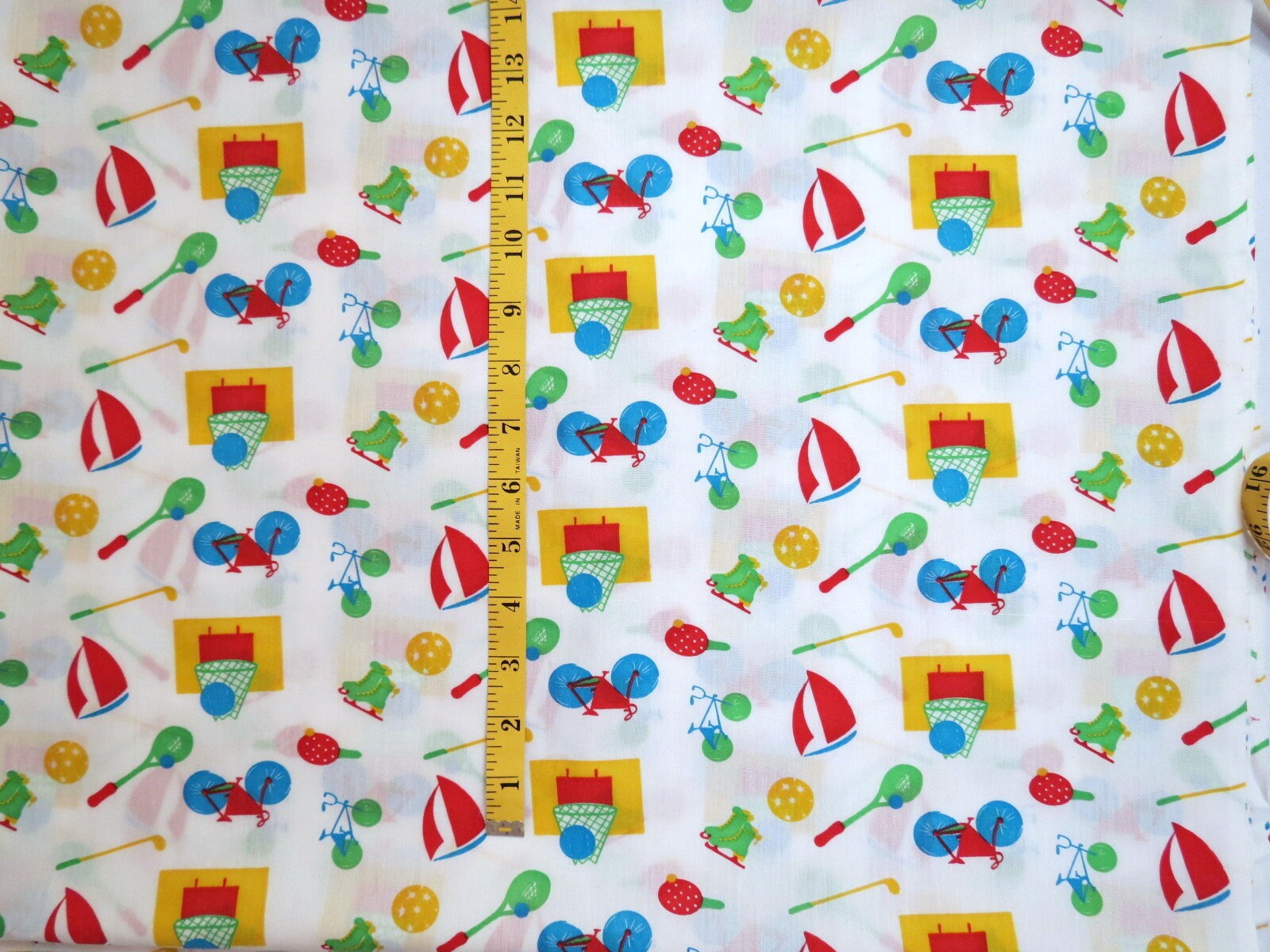 Sports Theme Sewing Fabric 2 Yards Bicycle Tennis Golf Etsy