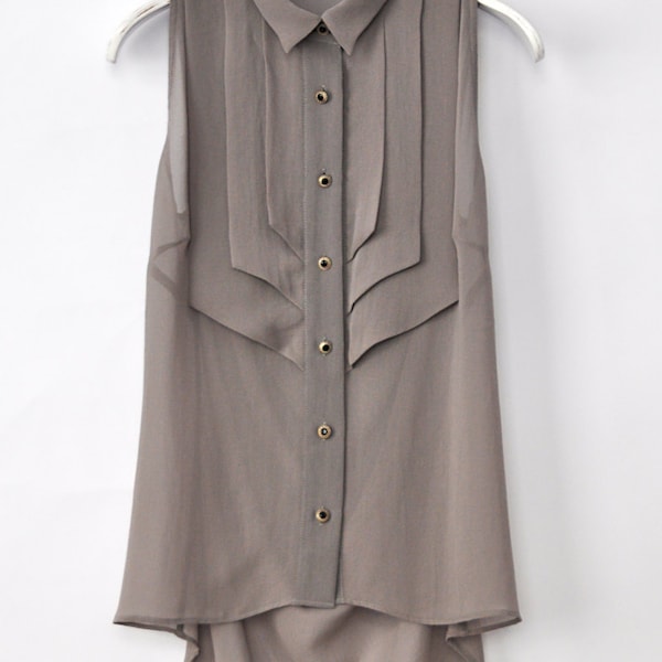 Grey Blouse, Chiffon Shirt, Chiffon Top