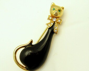 ヴィンテージ シャム猫 ブローチピン ミッドセンチュリー ブラック