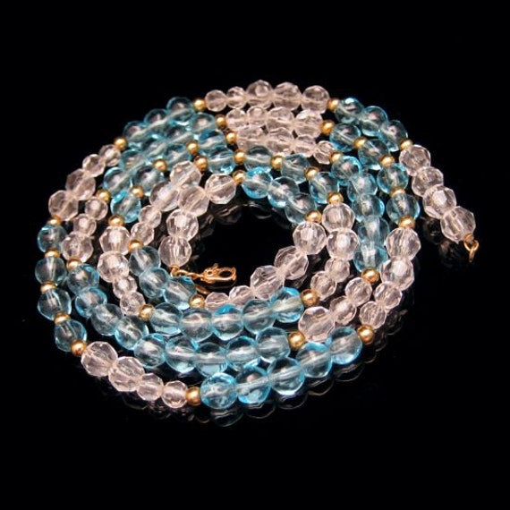 MONET Vintage Necklace Mid Century Blue Glass Bea… - image 4