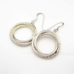 925 Sterling Silver Beaded Circle Dangle Vintage Earrings Very Unique Pierced image 3