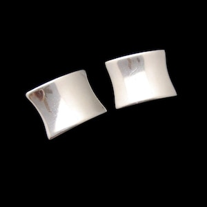 HICKOK Vintage Mens Cuff Links Cufflinks Mid Century Modernist Silvertone Rectangles
