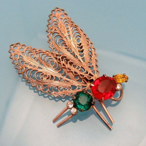 CORO STERLING Silver Butterfly Dragonfly Brooch P… - image 4