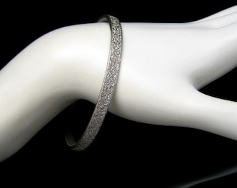 Vintage Bangle Bracelet Mid Century Stardust Finish Silver Plated Pretty Sparkle Narrow