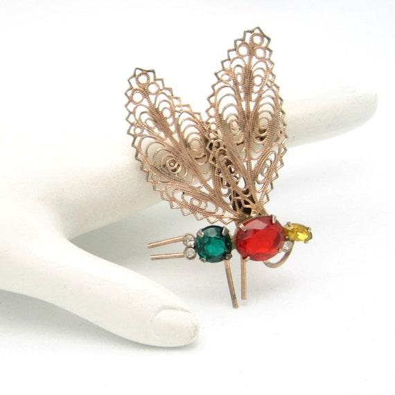 CORO STERLING Silver Butterfly Dragonfly Brooch P… - image 1