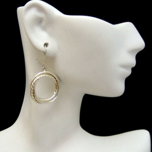 925 Sterling Silver Beaded Circle Dangle Vintage Earrings Very Unique Pierced