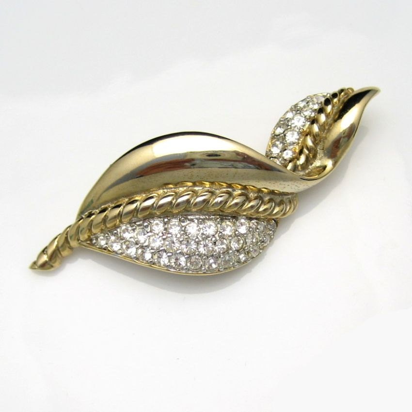 Broche Pendentif Vintage Gem Craft USA - Cristaux Sur Monture Dorée - Pièce Rare Et Occasion